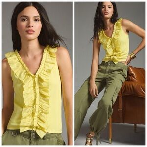 NWOT Anthropologie Pilcro Ruffled Sleeveless Top Blouse Sz M